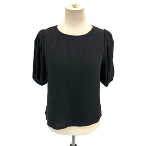 Elodie Black Puff Sleeve Blouse Size XS NWOT
